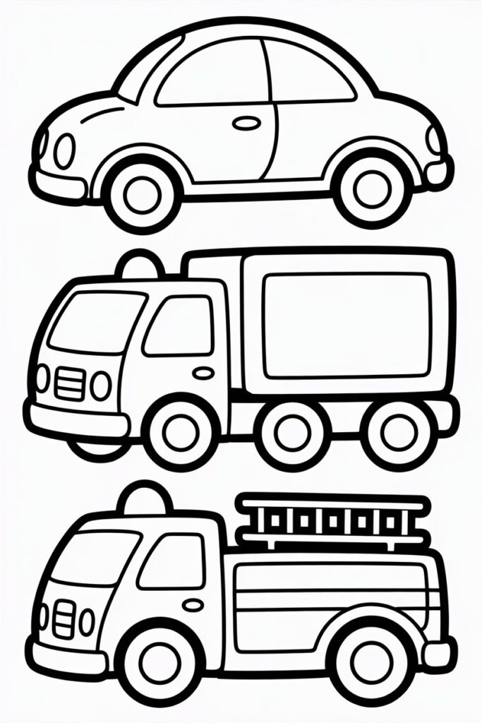 Cartoon Vehicle coloring pages free printable .