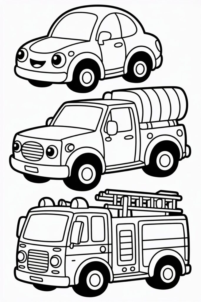 Cartoon Vehicle coloring pages free printable .