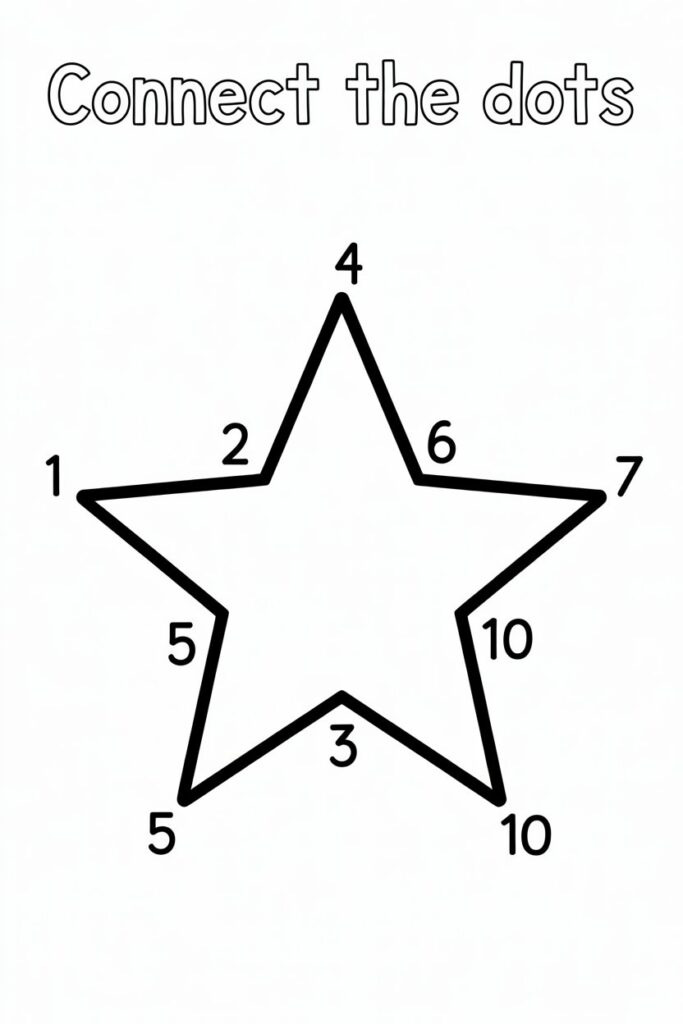 5 Connect the dots activity coloring pages free printable