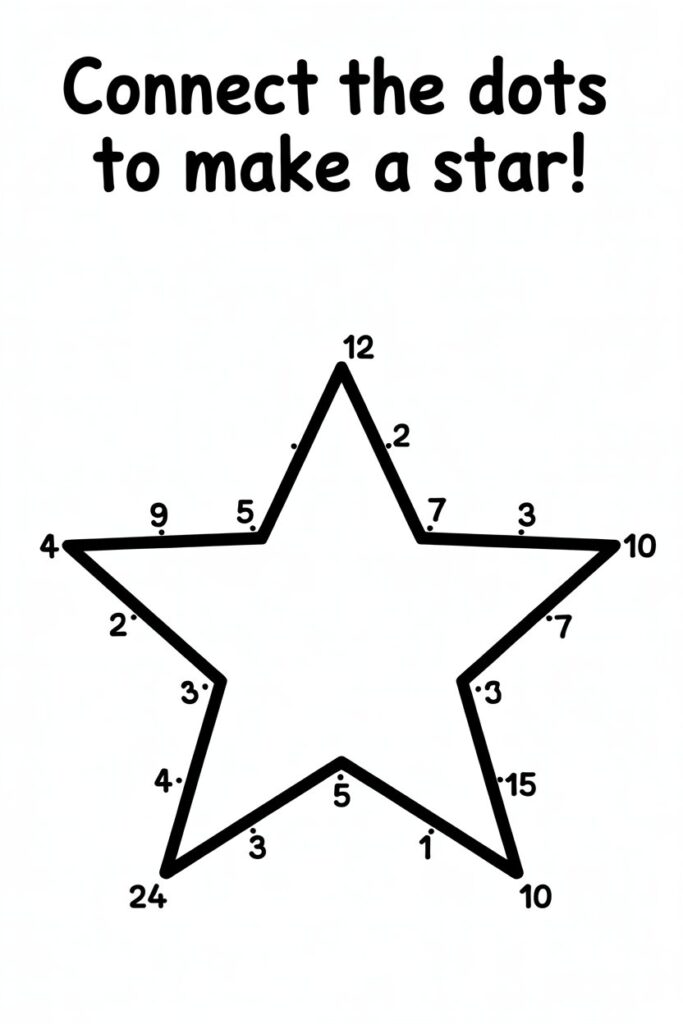 5 Connect the dots activity coloring pages free printable