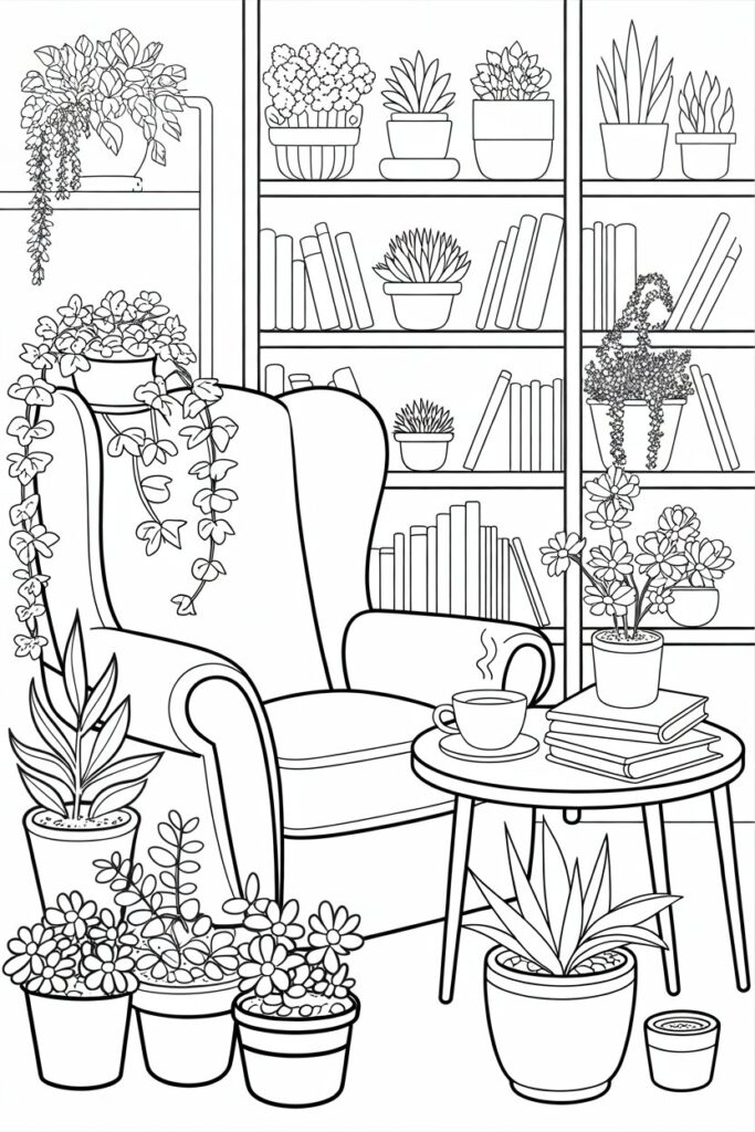 Cozy room coloring pages free printable