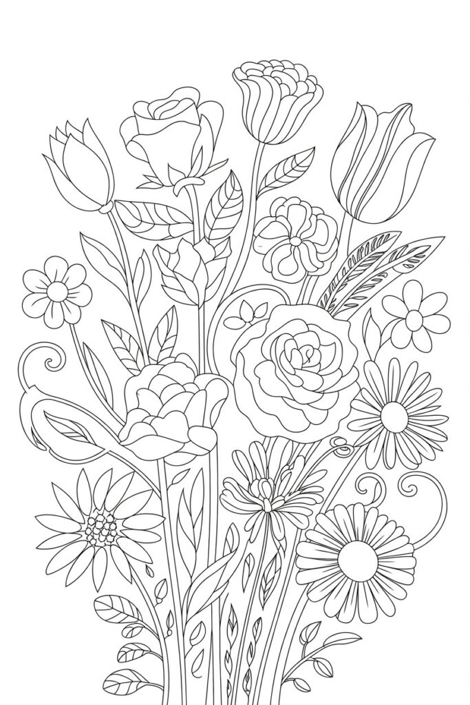 Flowers coloring pages