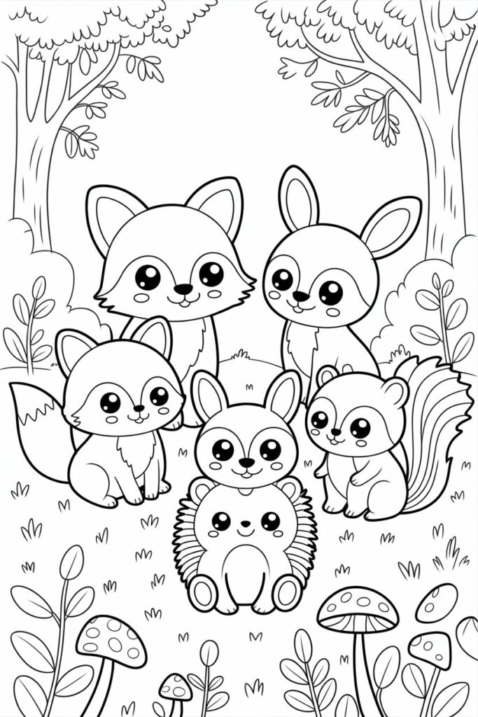 5 Woodland Animals Coloring Pages