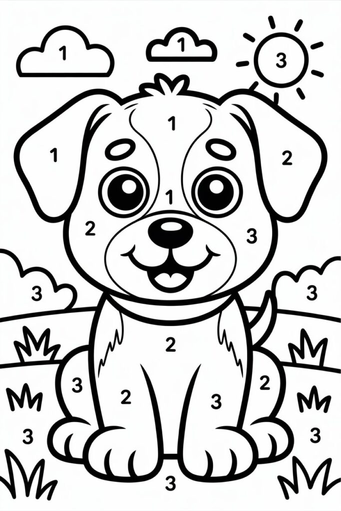 5 Color by number activity coloring pages free printable