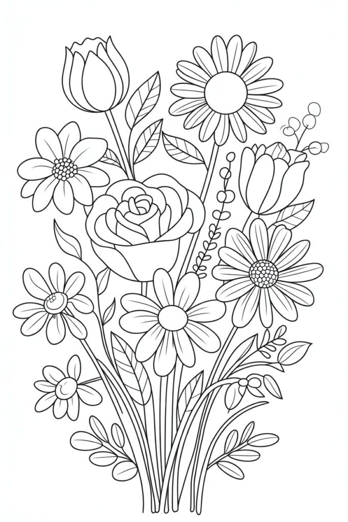 Flowers coloring pages free printable