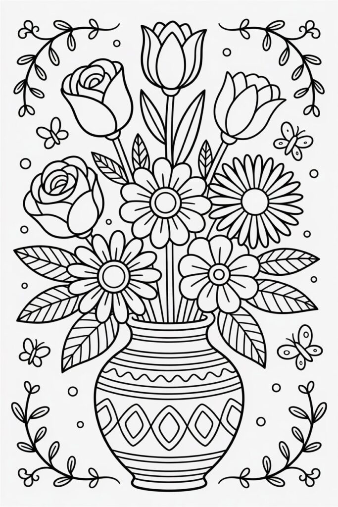 Flowers coloring pages free printable