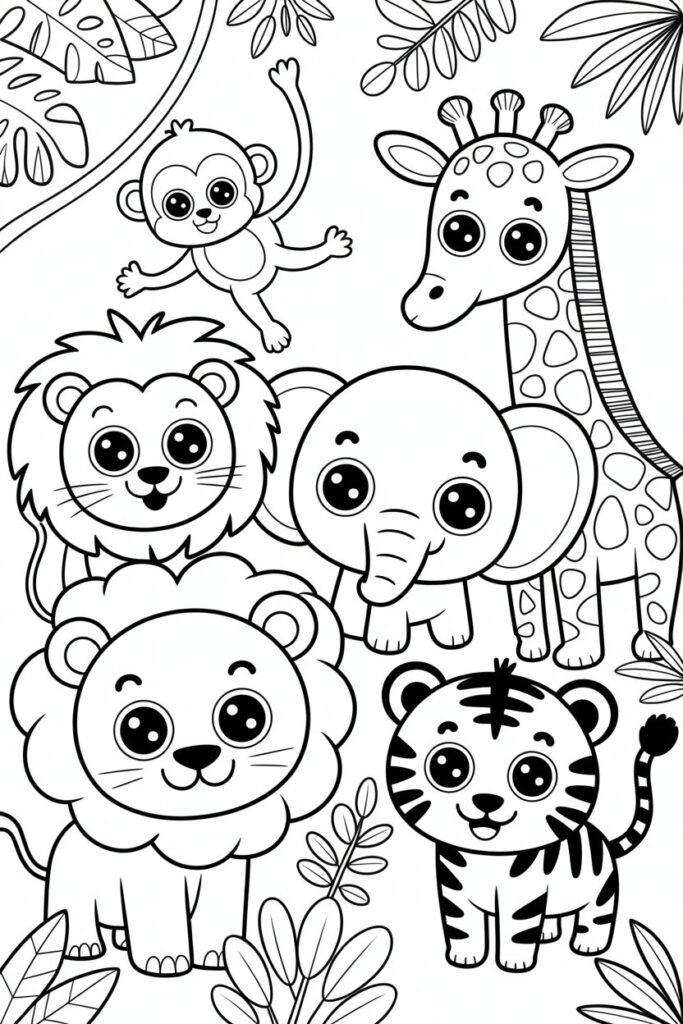 Jungle animals coloring pages
