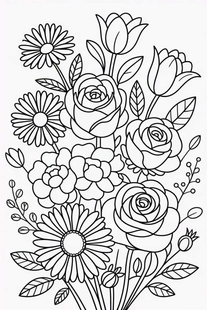 Flowers coloring pages free printable