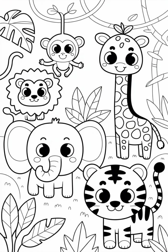 Jungle animals coloring pages