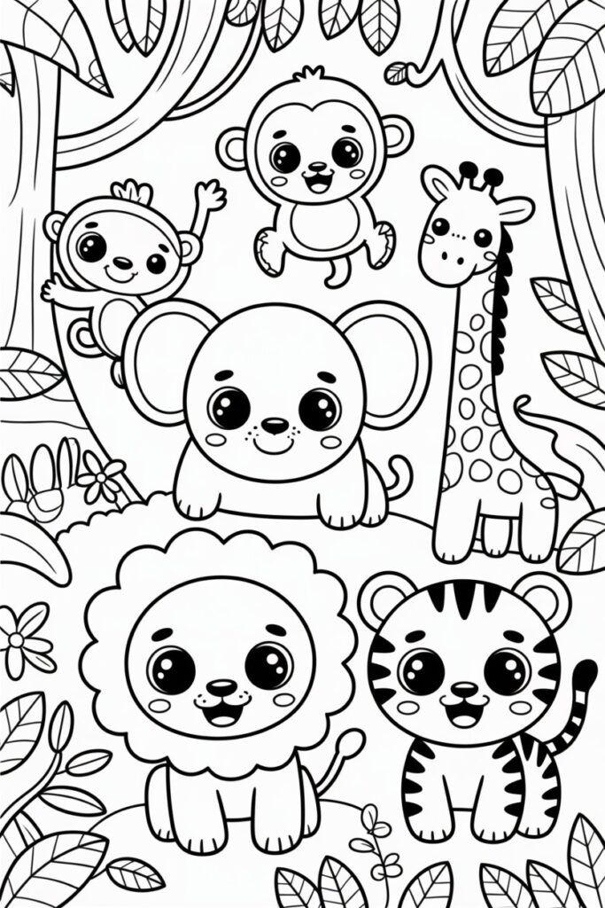 Jungle animals coloring pages