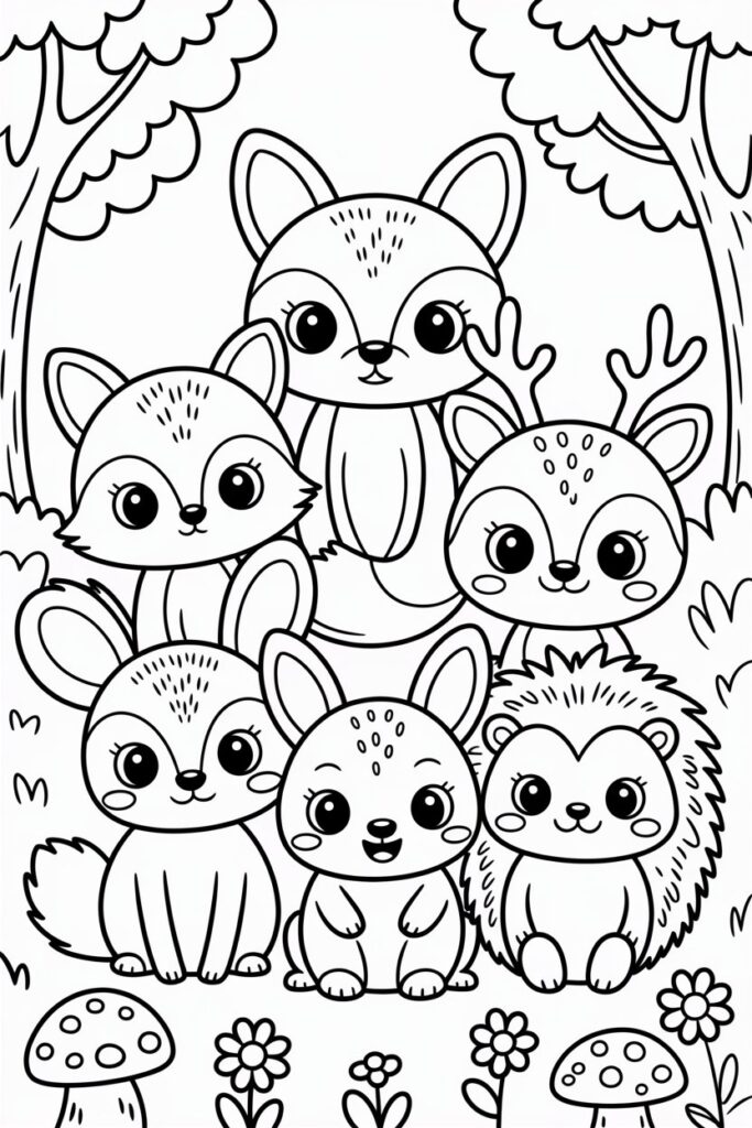 5 Woodland Animals Coloring Pages