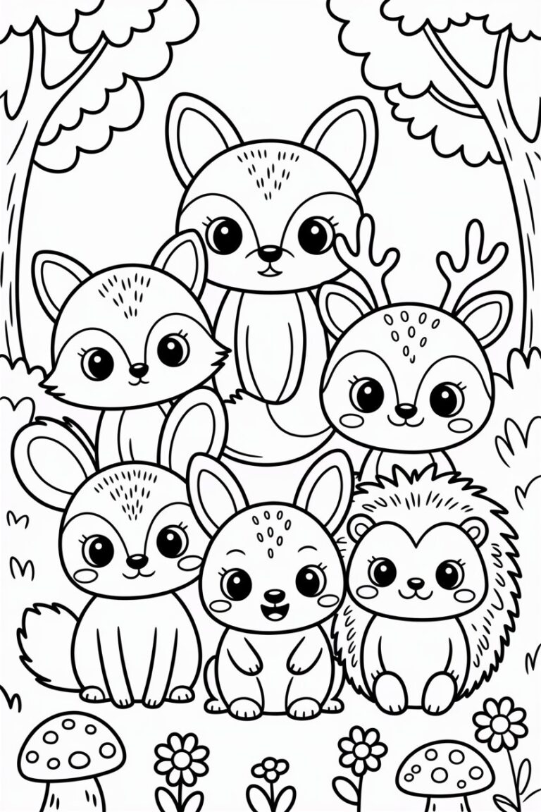 5 Woodland Animals Coloring Pages