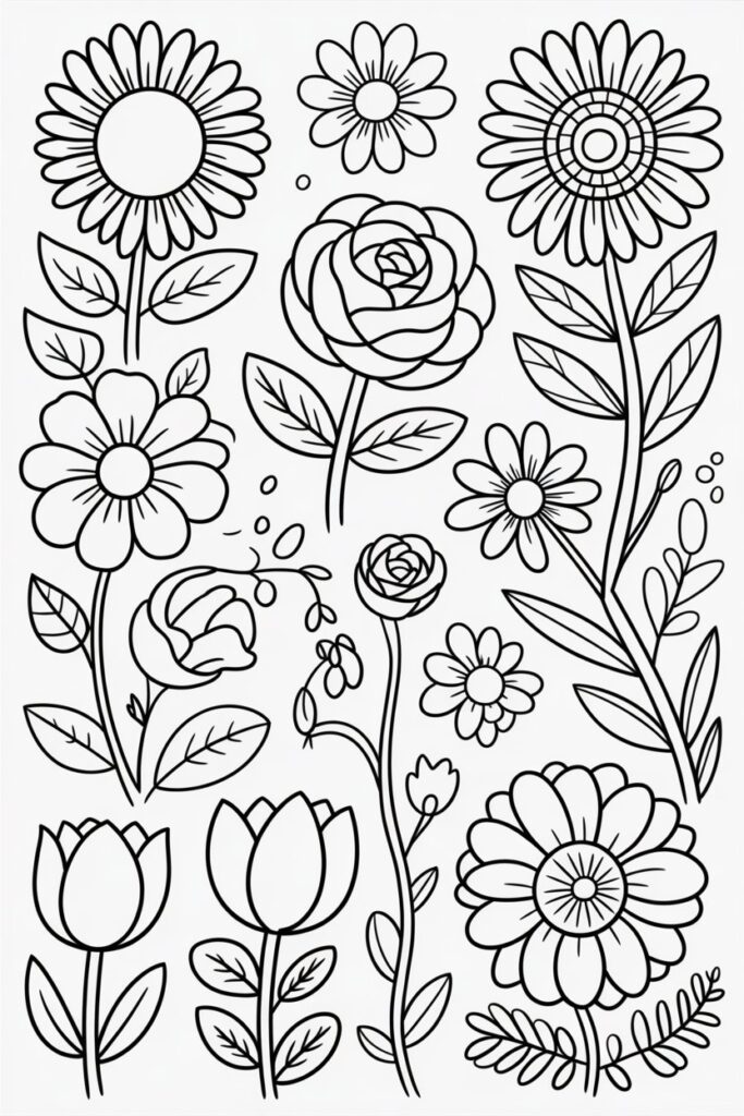 Flowers coloring pages