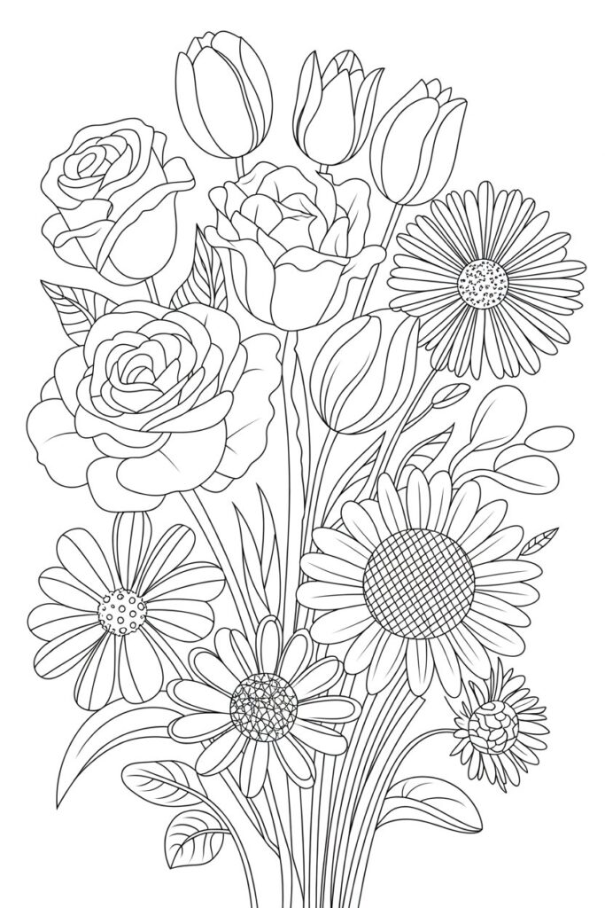 Flowers coloring pages free printable