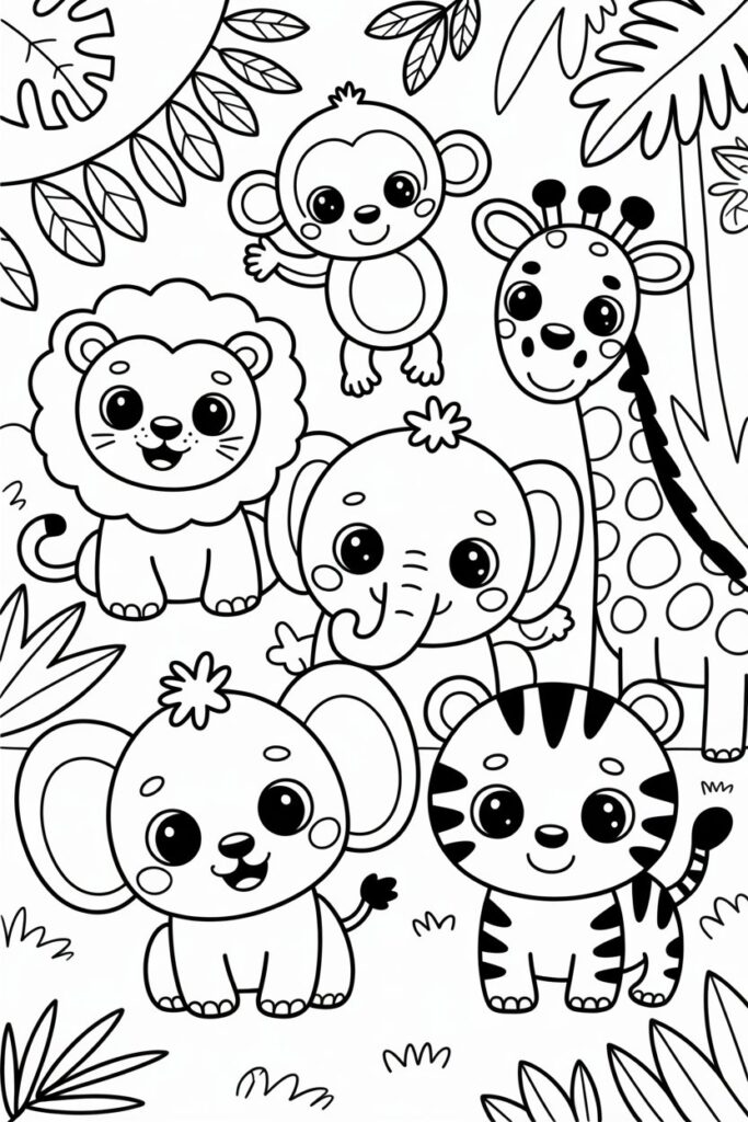 Jungle animals coloring pages