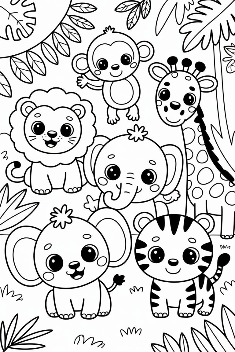 Jungle animals coloring pages