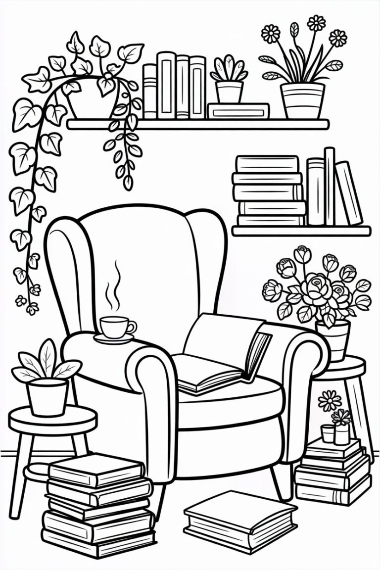 Cozy room coloring pages free printable
