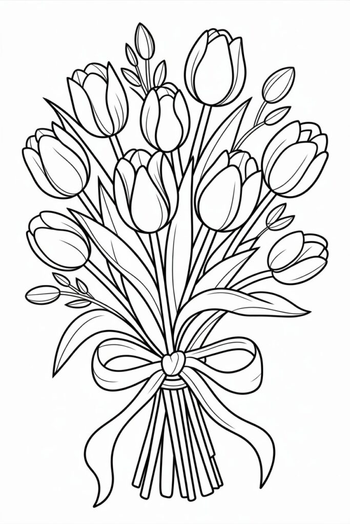 Tulip flowers coloring pages