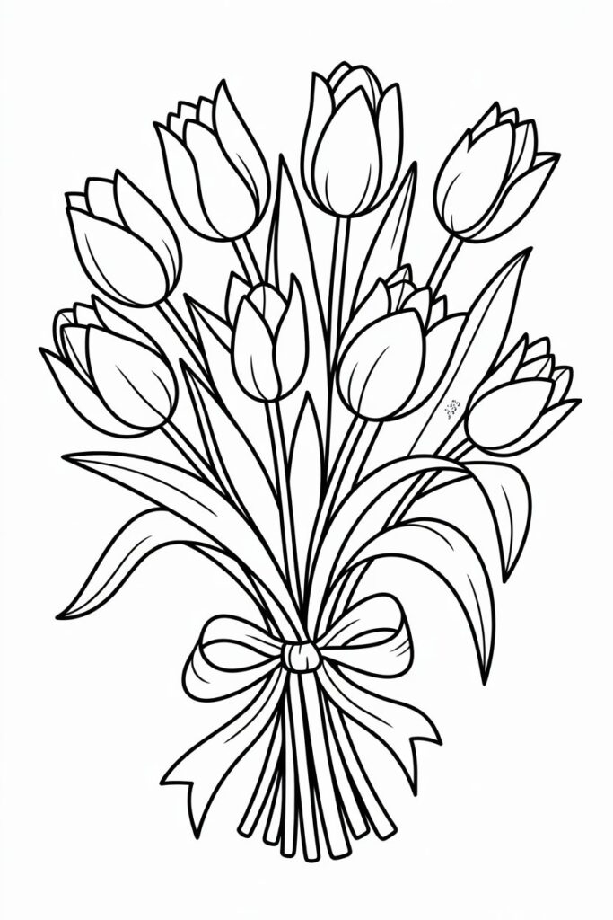 Tulip flowers coloring pages