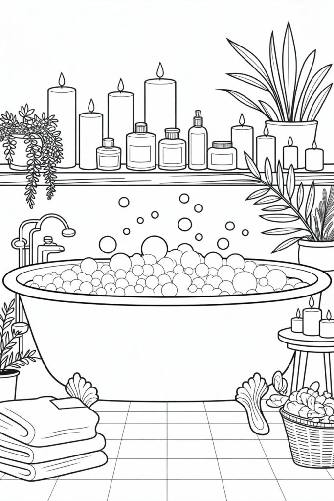 Cozy lifestyle coloring pages