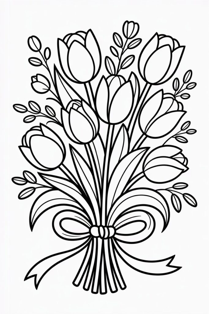 Tulip flowers coloring pages