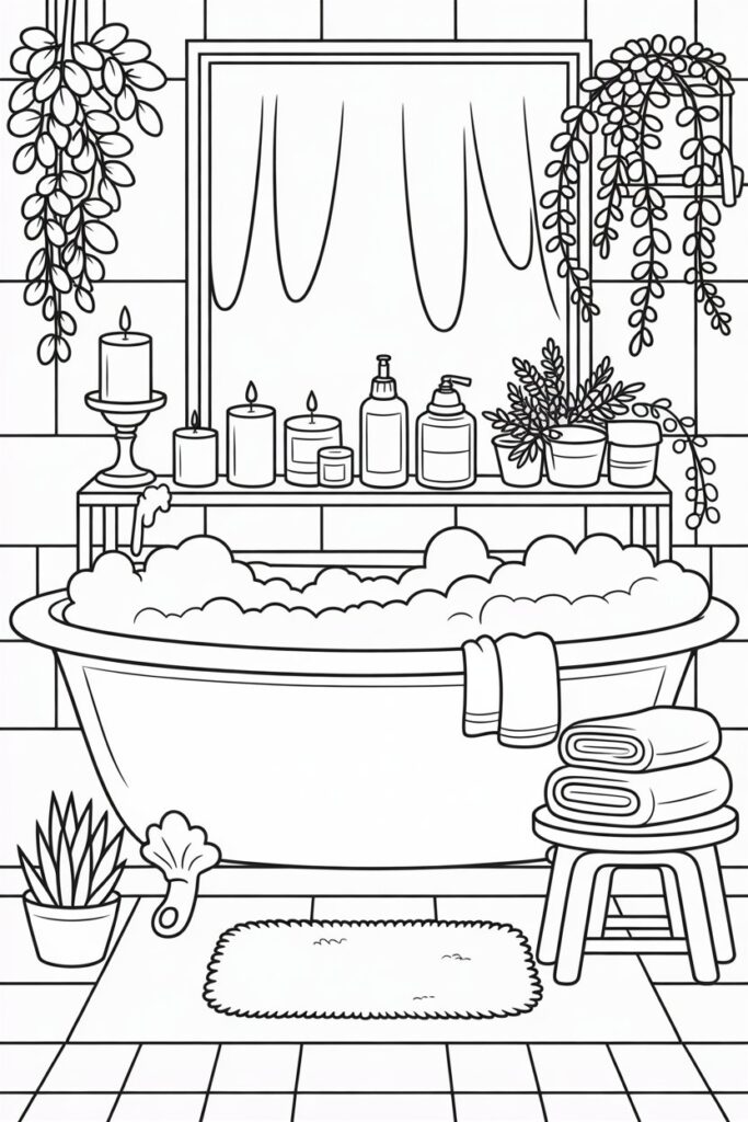Cozy lifestyle coloring pages