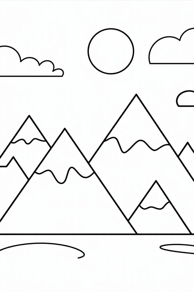 5 Mountains coloring pages free printable