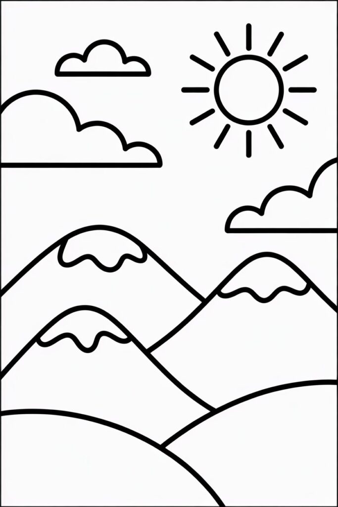 5 Mountains coloring pages free printable