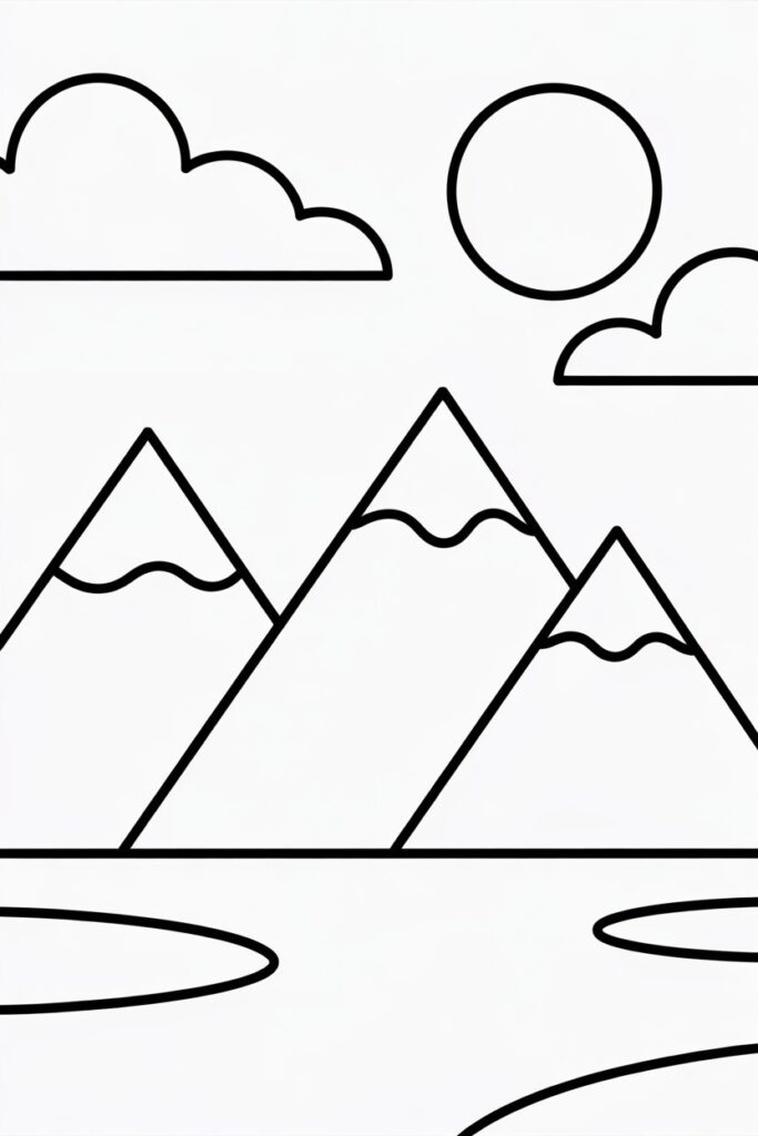 5 Mountains coloring pages free printable