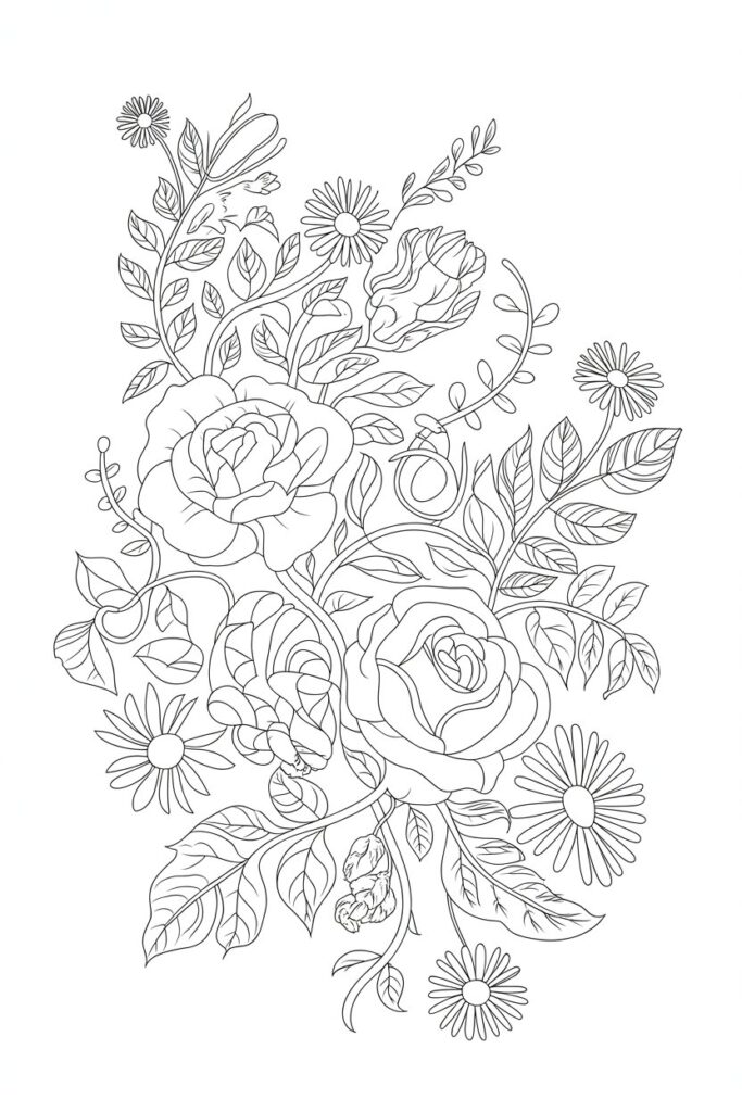Floral coloring pages free printable