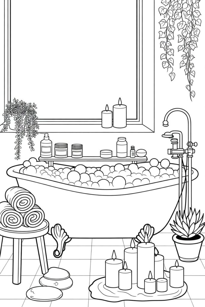Cozy lifestyle coloring pages