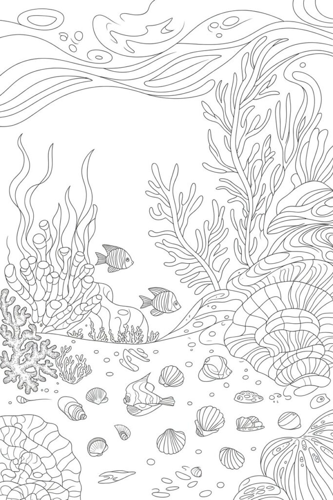 Ocean Relaxation coloring page free printable