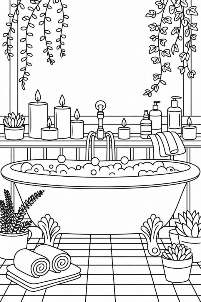 Cozy lifestyle coloring pages