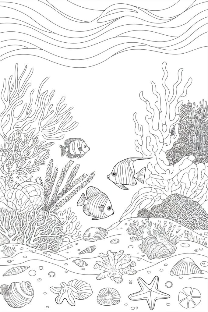 Ocean Relaxation coloring page free printable