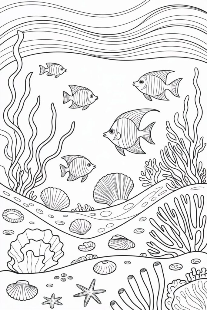 Ocean Relaxation coloring page free printable
