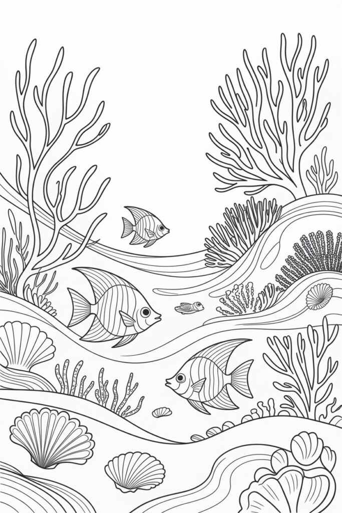 Ocean Relaxation coloring page free printable