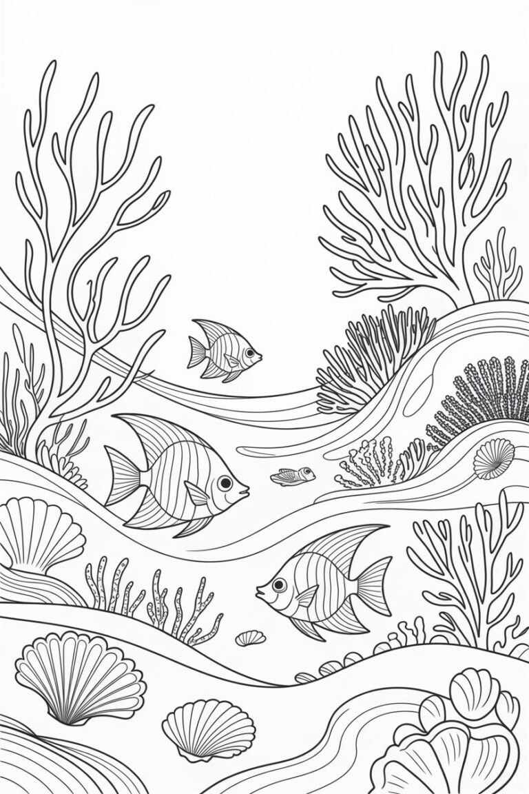 Ocean Relaxation coloring page free printable