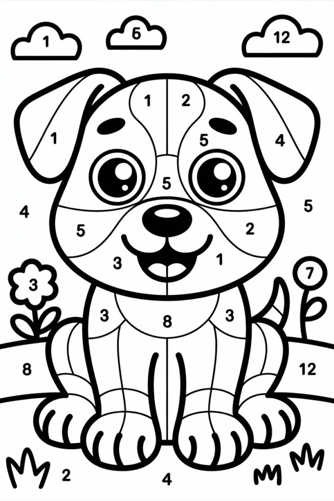 5 Color by number activity coloring pages free printable