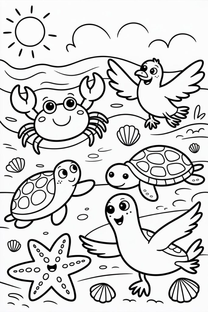 Beach coloring pages free printable