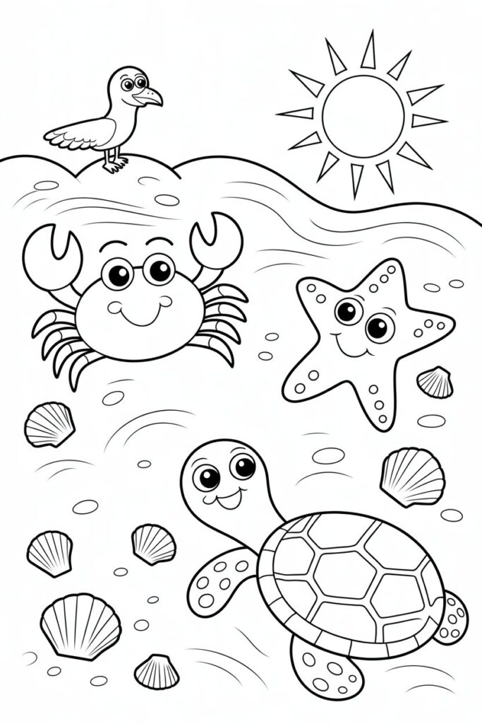 Beach coloring pages free printable