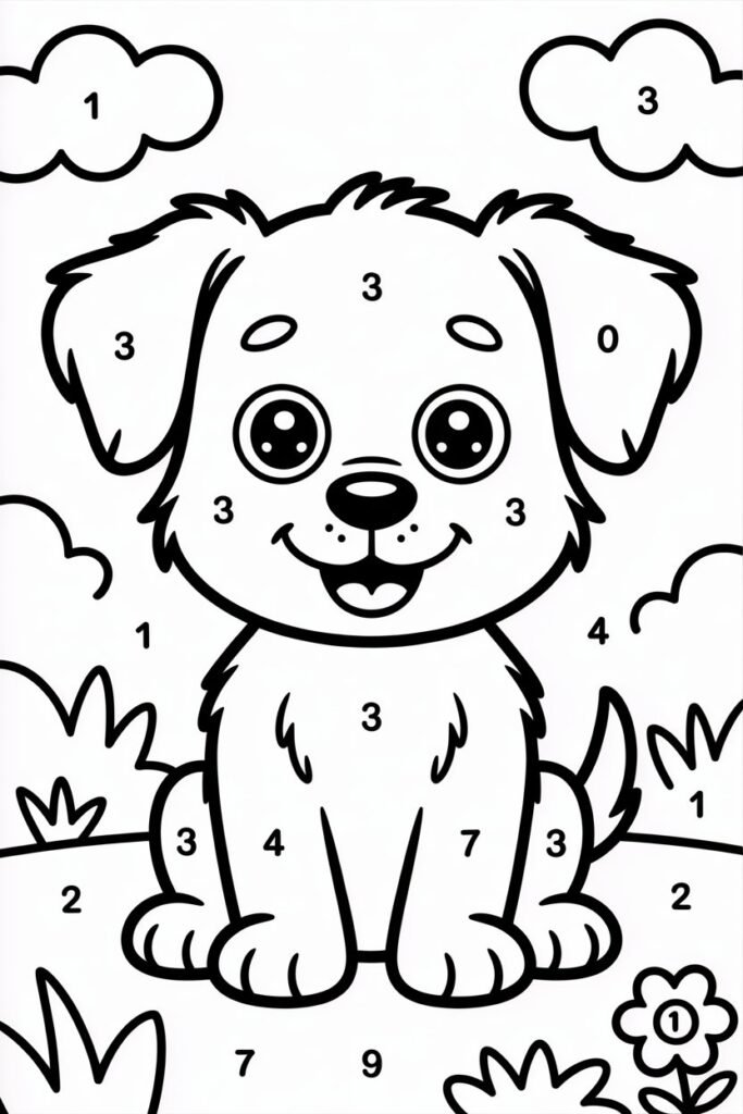 5 Color by number activity coloring pages free printable