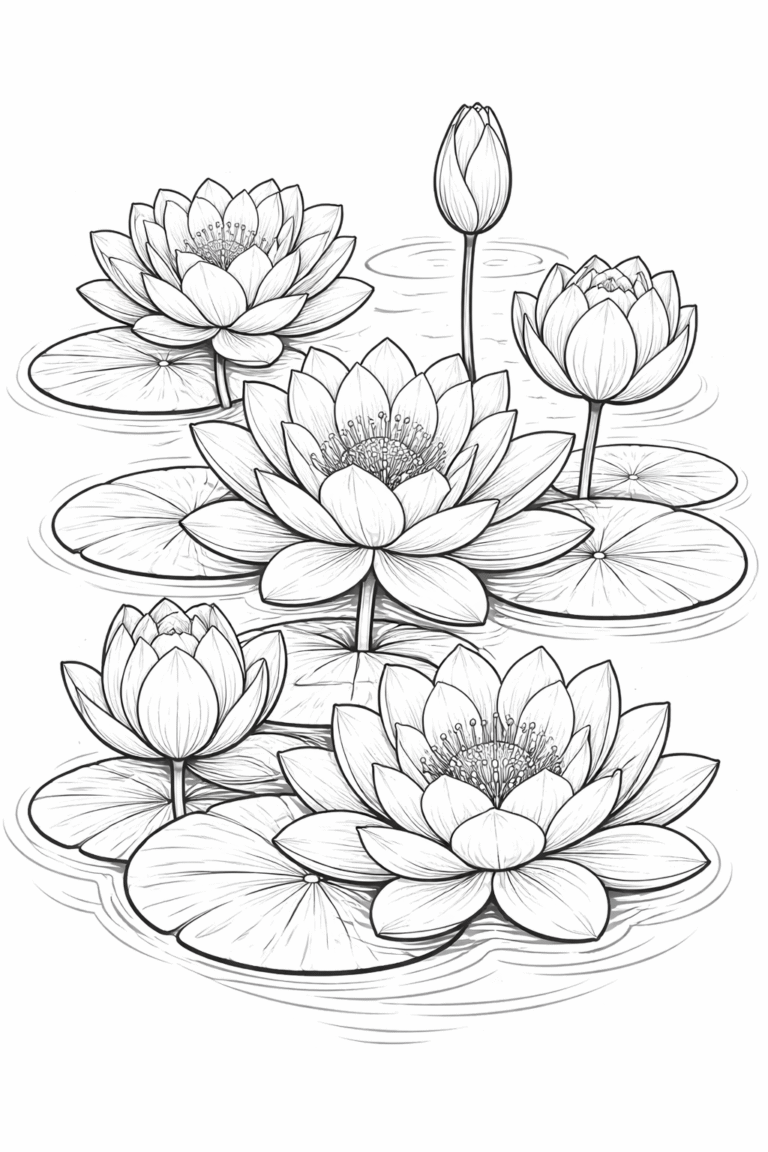 Lotus flowers coloring pages free printable
