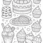 5 Desserts coloring pages free printable