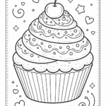 5 cupcakes coloring pages free printable