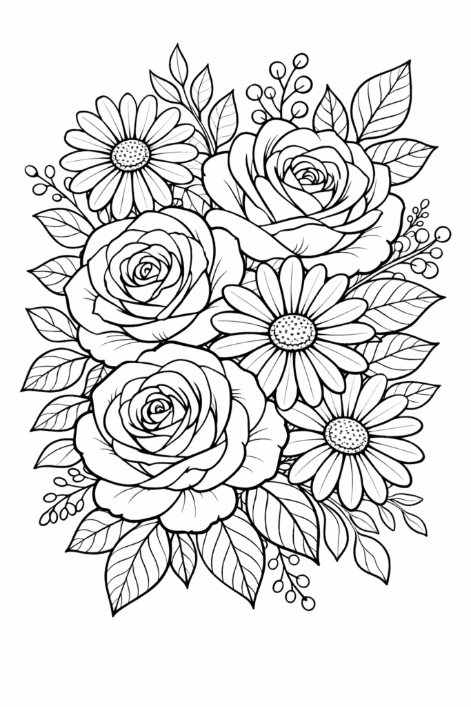 Flowers coloring pages free printable