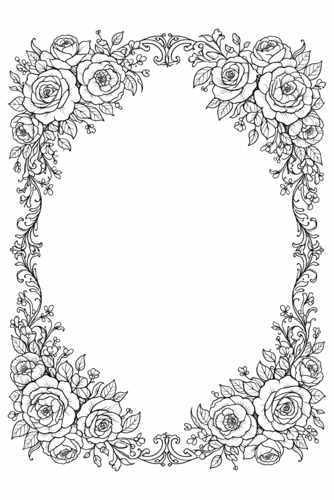 Floral frames coloring pages free printable