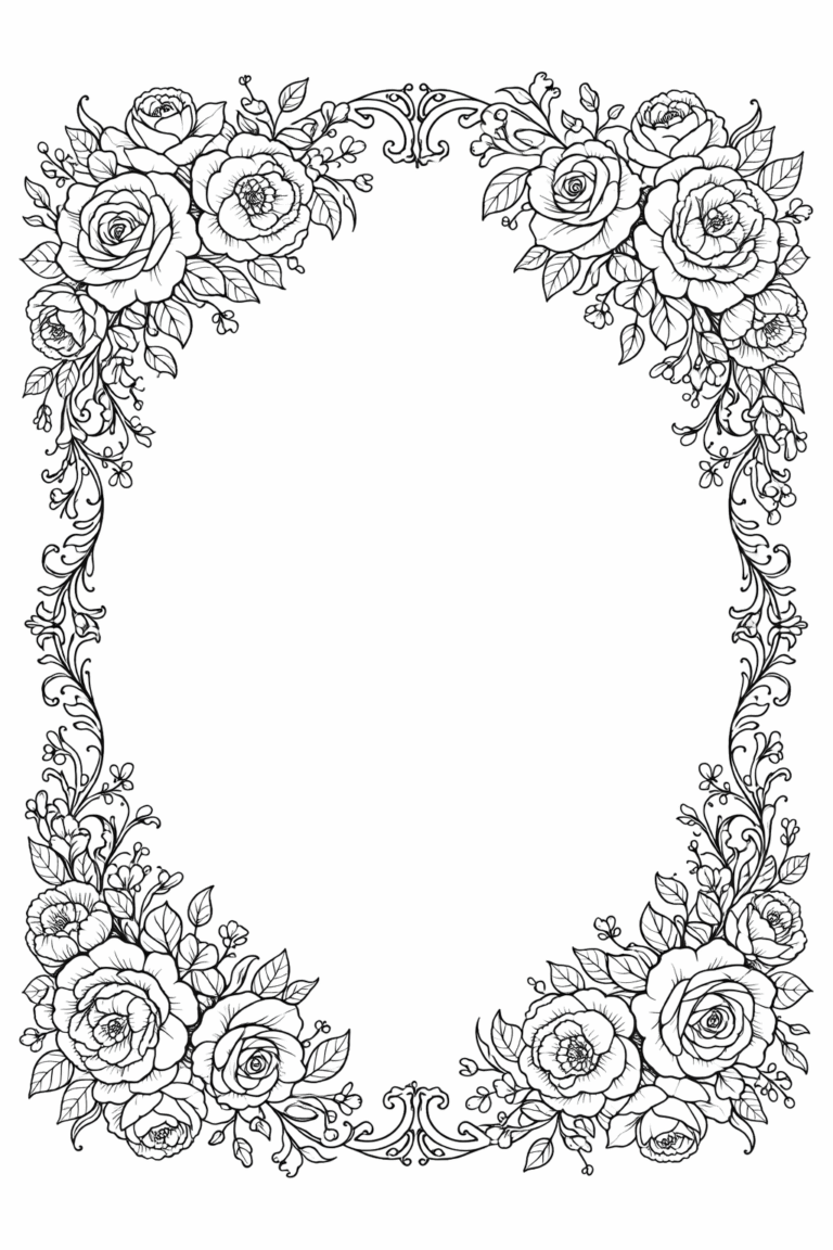 Floral frames coloring pages free printable