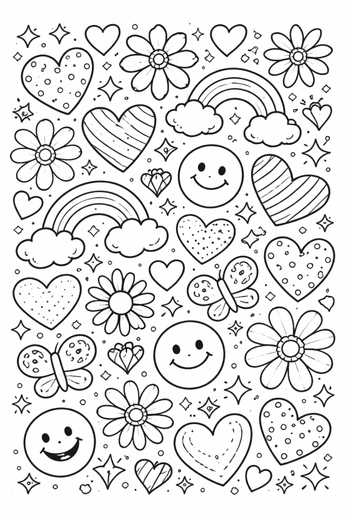 Trendy doodle coloring pages free printable
