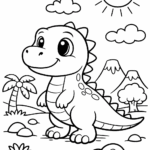 5 Dinosaurs coloring pages free printable