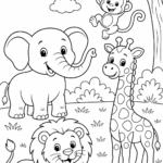 6 Animals coloring pages free printable